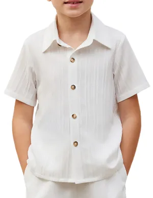 Arshiner Boys White Button Down Shirt Short Sleeve Boys Summer Outfits Size 4（3-4 Years）