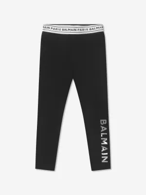 Balmain Girls Logo Leggings in Black