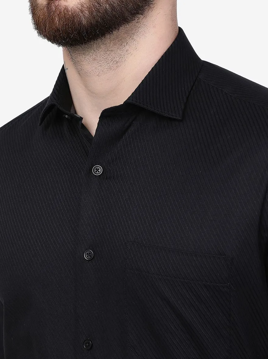 Black Striped Slim Fit Formal Shirt | Greenfibre