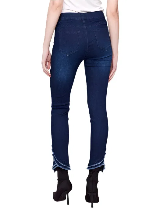 BLUE  SLIM FIT JEANS WITH FRAYED TULIP HEM