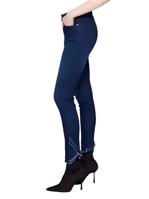 BLUE  SLIM FIT JEANS WITH FRAYED TULIP HEM