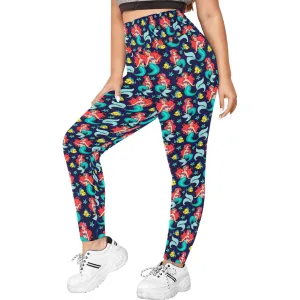 Disney Little Mermaid I Want To Be Where The People Are Women's Plus Size Athletic Leggings