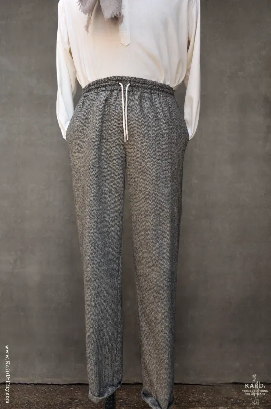 Drawstring Trousers - Herringbone - 30