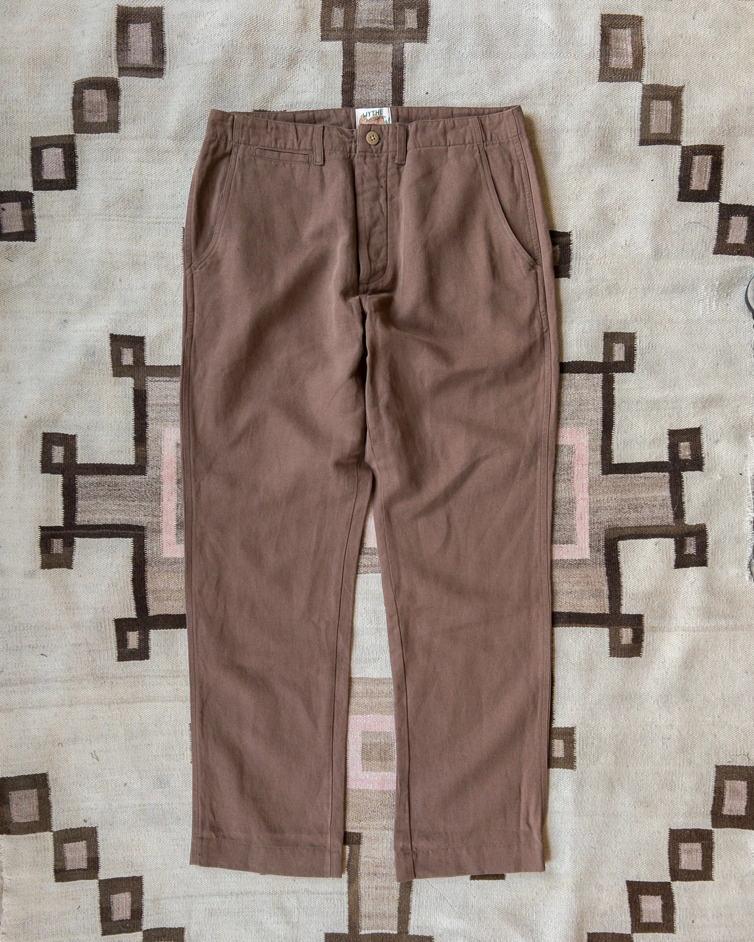 Flat Front Cotton Linen Twill Chino - Churro Brown