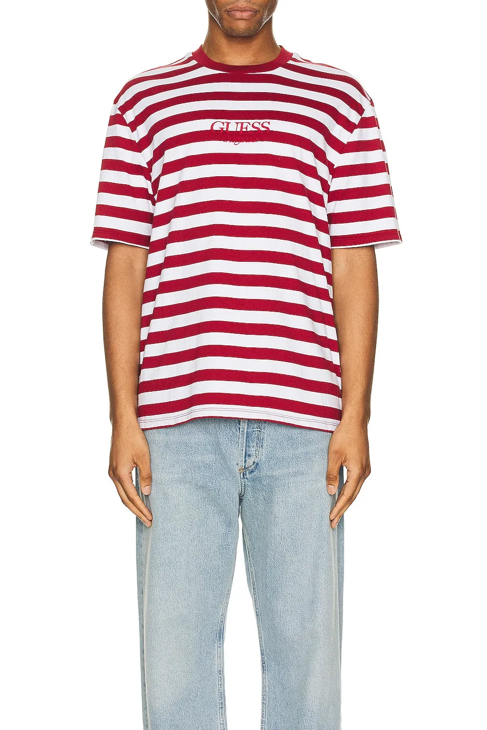 Guess Originals Simple Stripe T-Shirt in Autumn Spice Multi