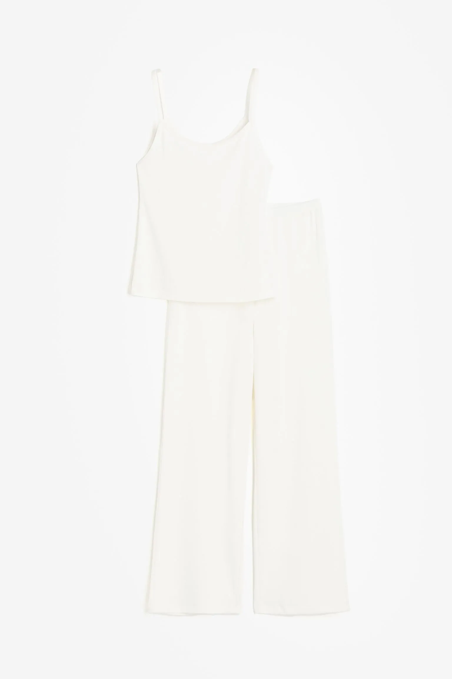 H&M Ribbed pajama set, white