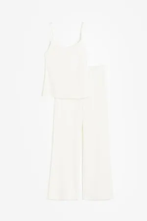 H&M Ribbed pajama set, white