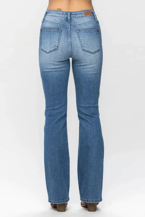 Judy Blue MR Plaid Patch Detail Bootcut Jeans