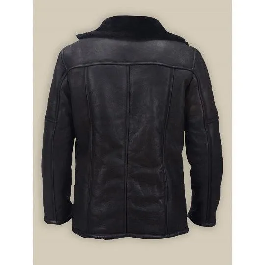 Men's Aviator B16 Black Shearling Bomber Jacket