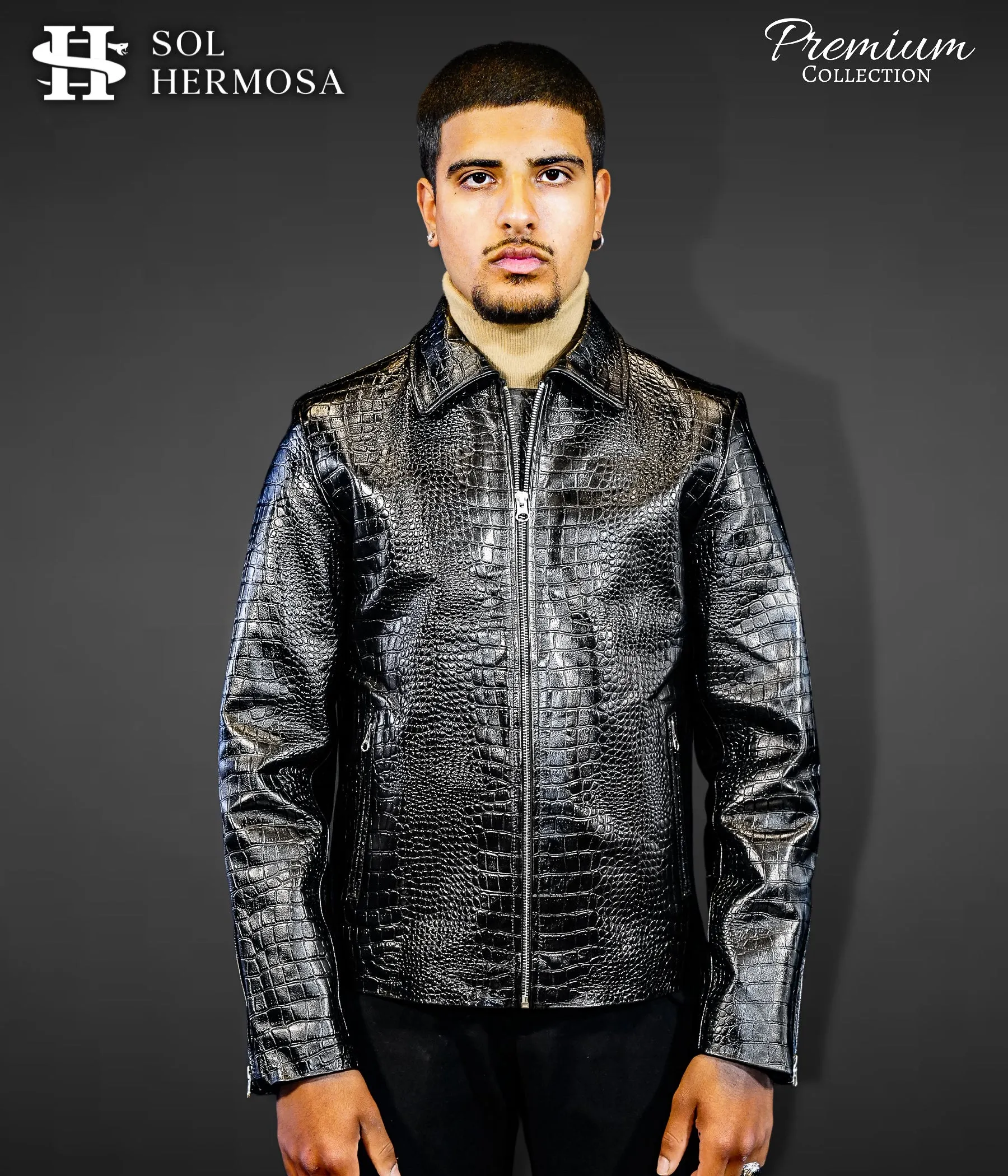 Men's Crocodile Leather Jacket - Hades