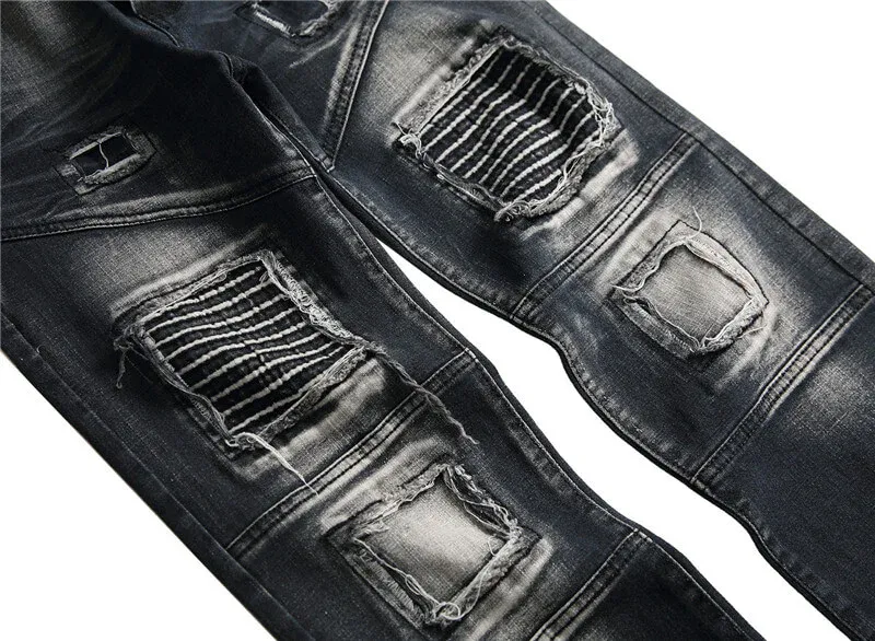 Men's Urban Straight Pants Motorcycle Jeans New Mid Waisted Jeans