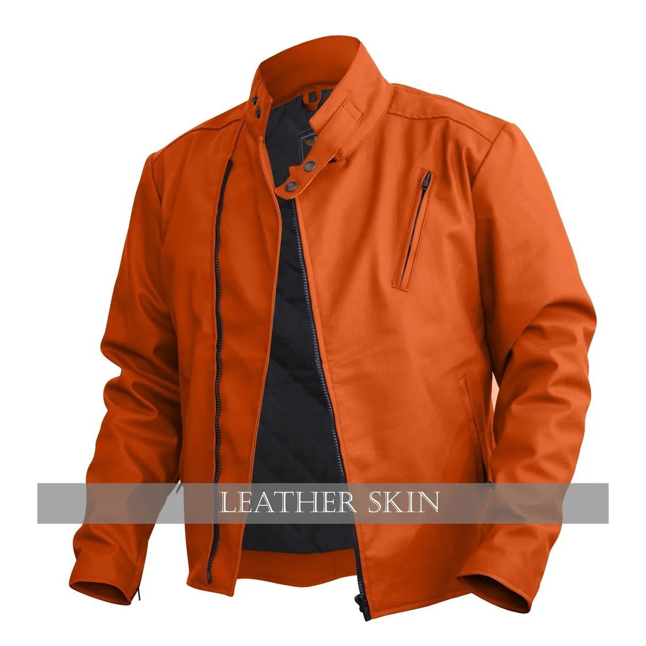 NWT Stylish Orange Men Stylish Synthetic  Leather Jacket