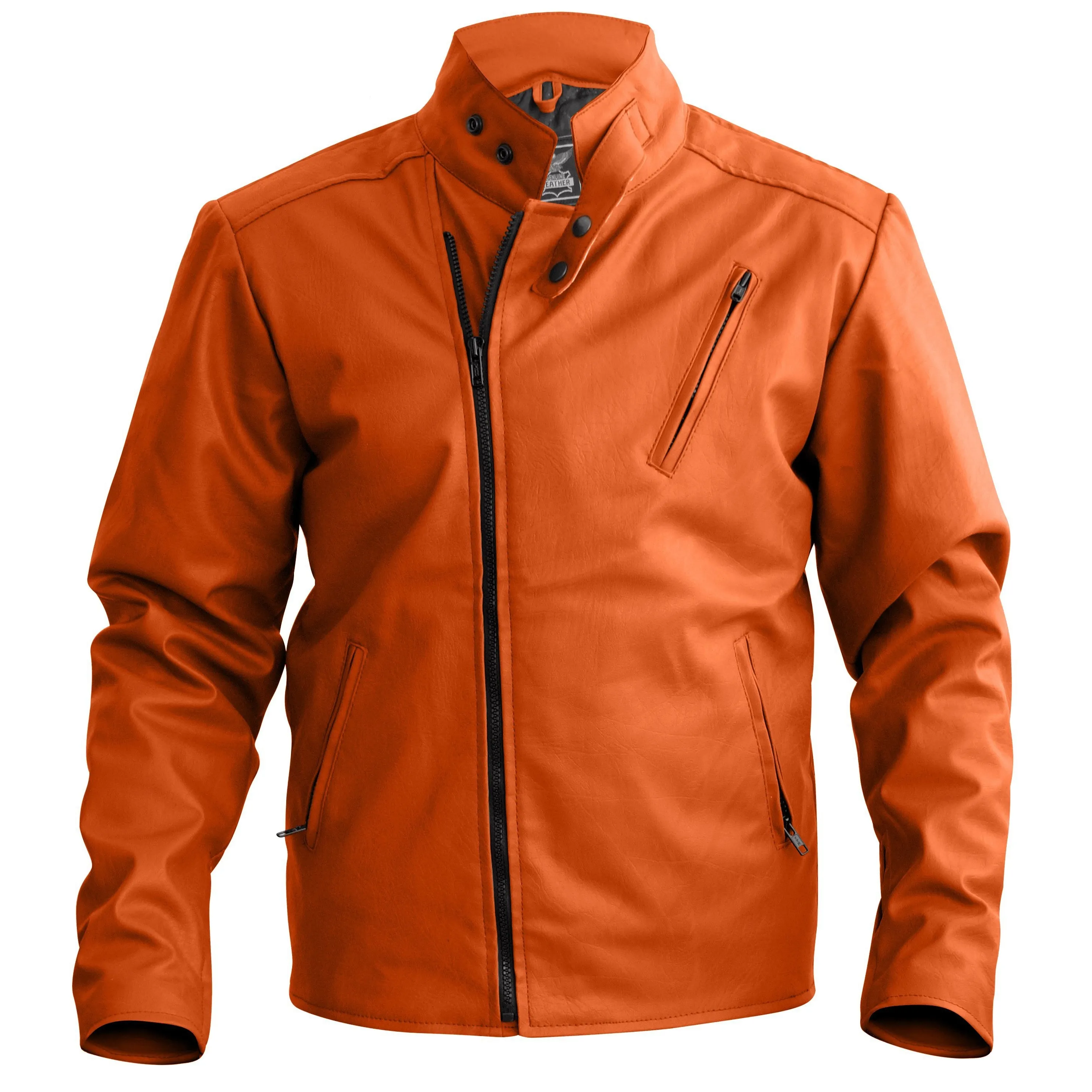 NWT Stylish Orange Men Stylish Synthetic  Leather Jacket