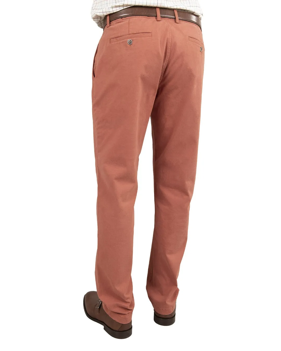 Orange Brushed Cotton Stretch Twill Chino Trousers