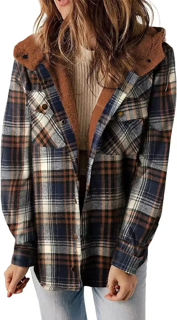 Plaid Hooded Shirt Jacket