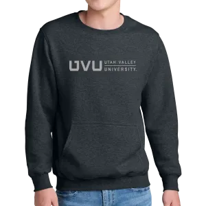 Port & Company® Core Fleece Crewneck Pocket Sweatshirt - UVU Horizontal Reflective