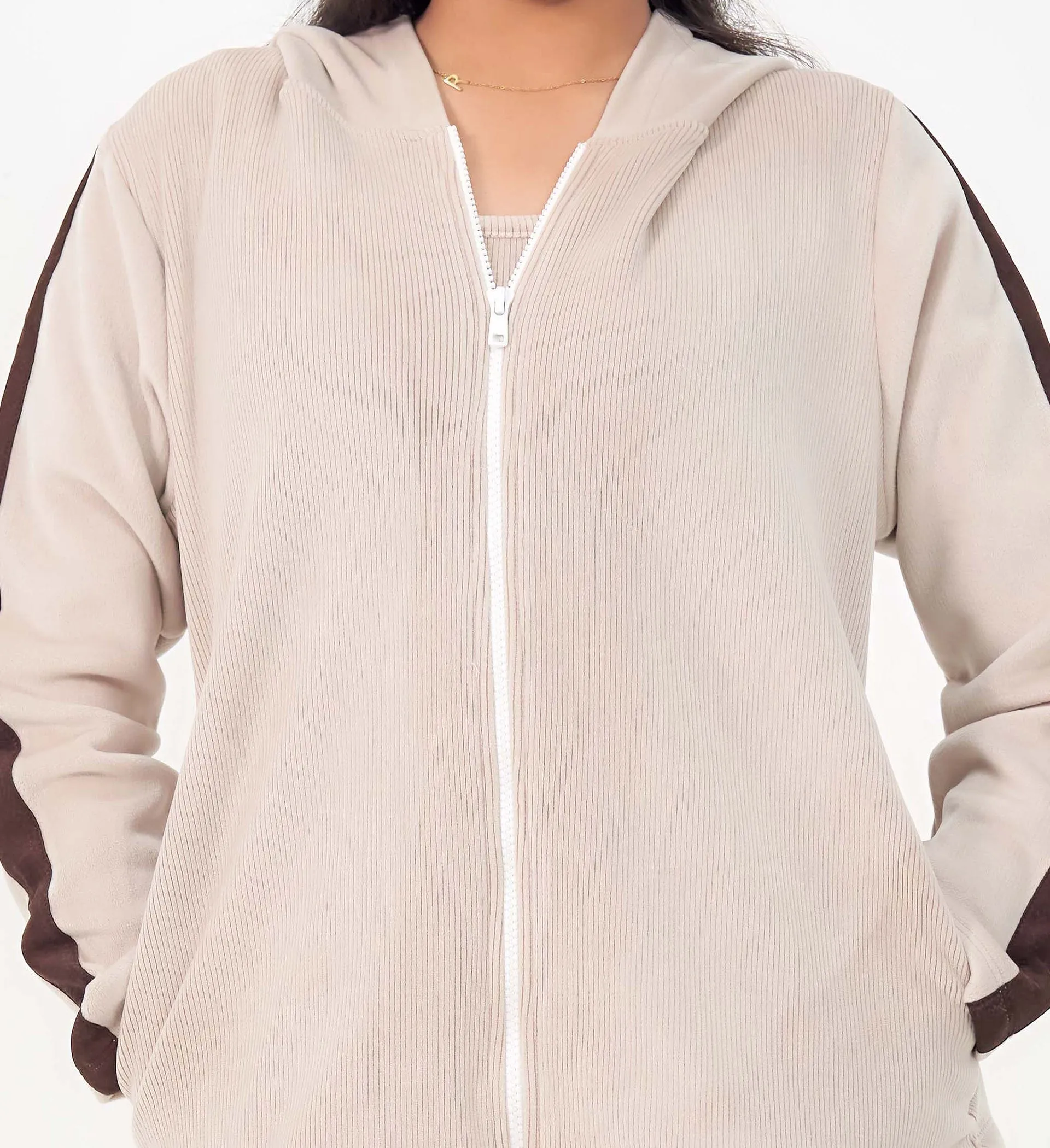 PREMIUM FAWN BONDED ZIP UP SWEATSHIRT