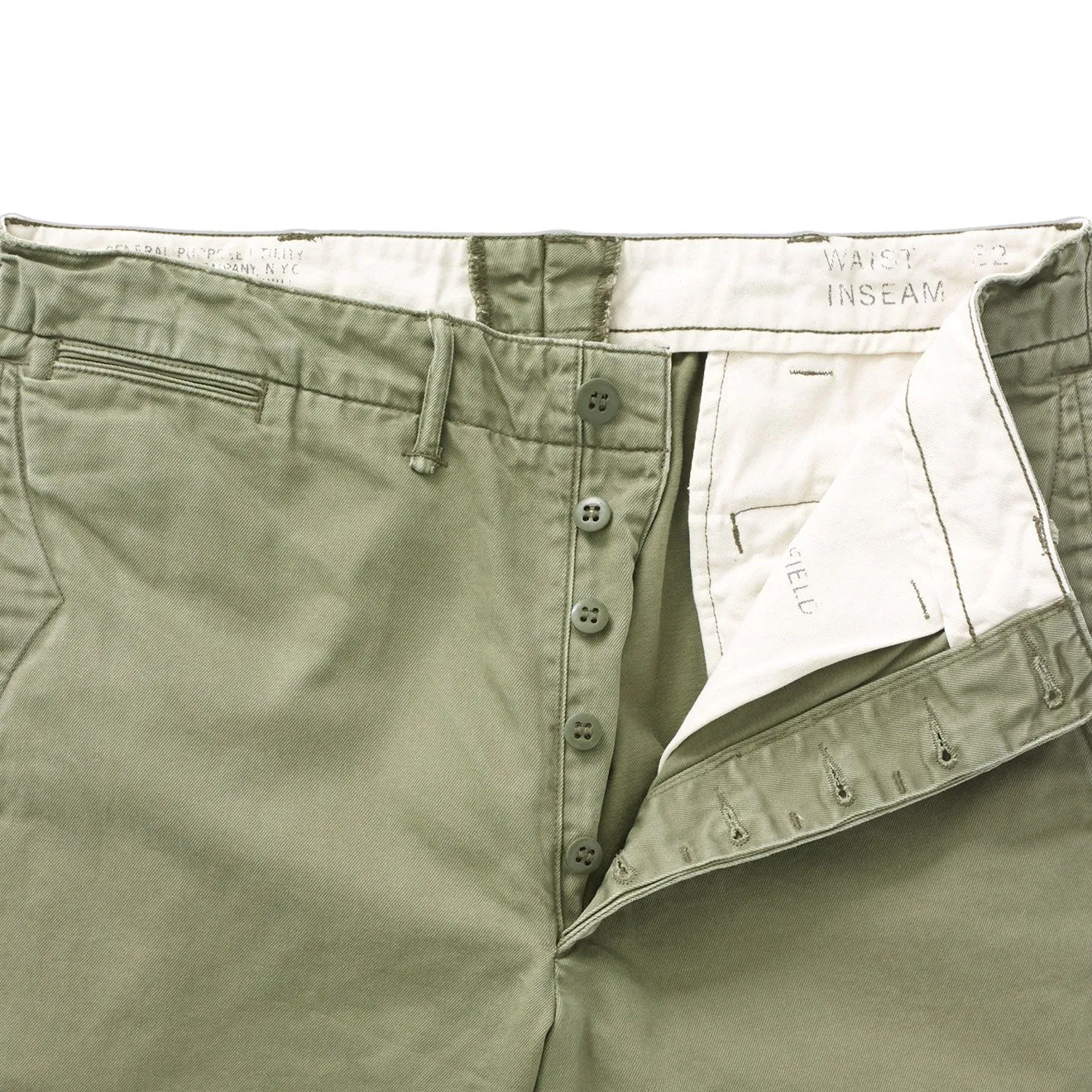 RRL by Ralph Lauren Officers Flat Pant Chino Olive