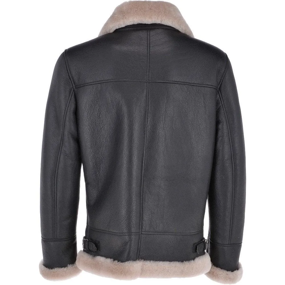 Shearling Black Leather Jacket for Men