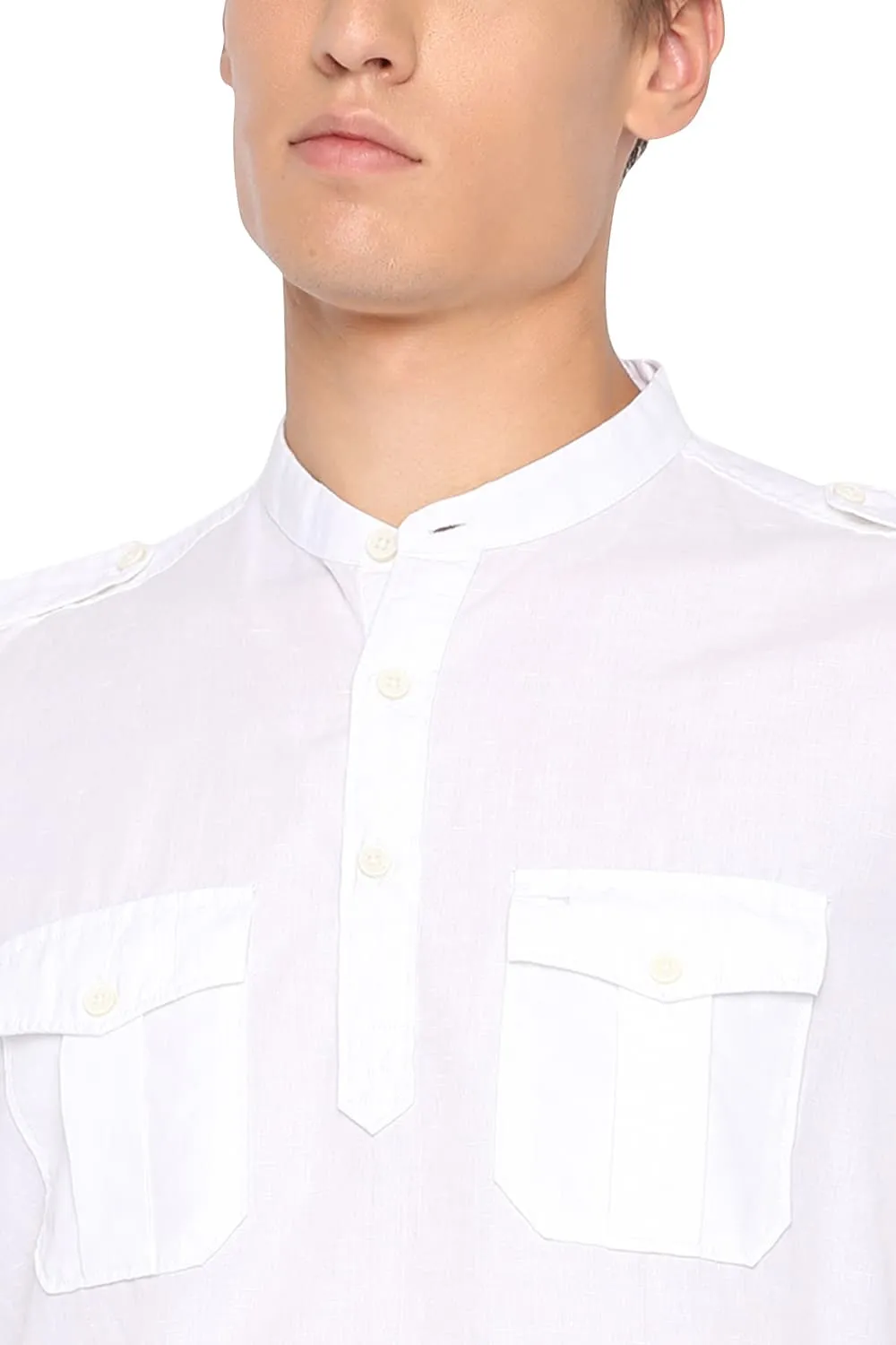 Slim Fit Cotton Linen Kurta Shirt