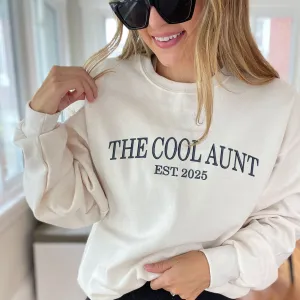 The Cool Aunt Est. Year Embroidered Gemma Crewneck Sweatshirt