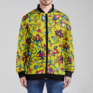 Thorny Path Yellow Zippered Collared Lightweight Jacket