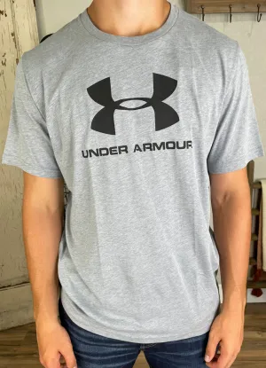 UA M Aportstyle Logo S/S in Grey by Under Armour