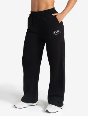 Varsity Wide Leg Joggers - Black