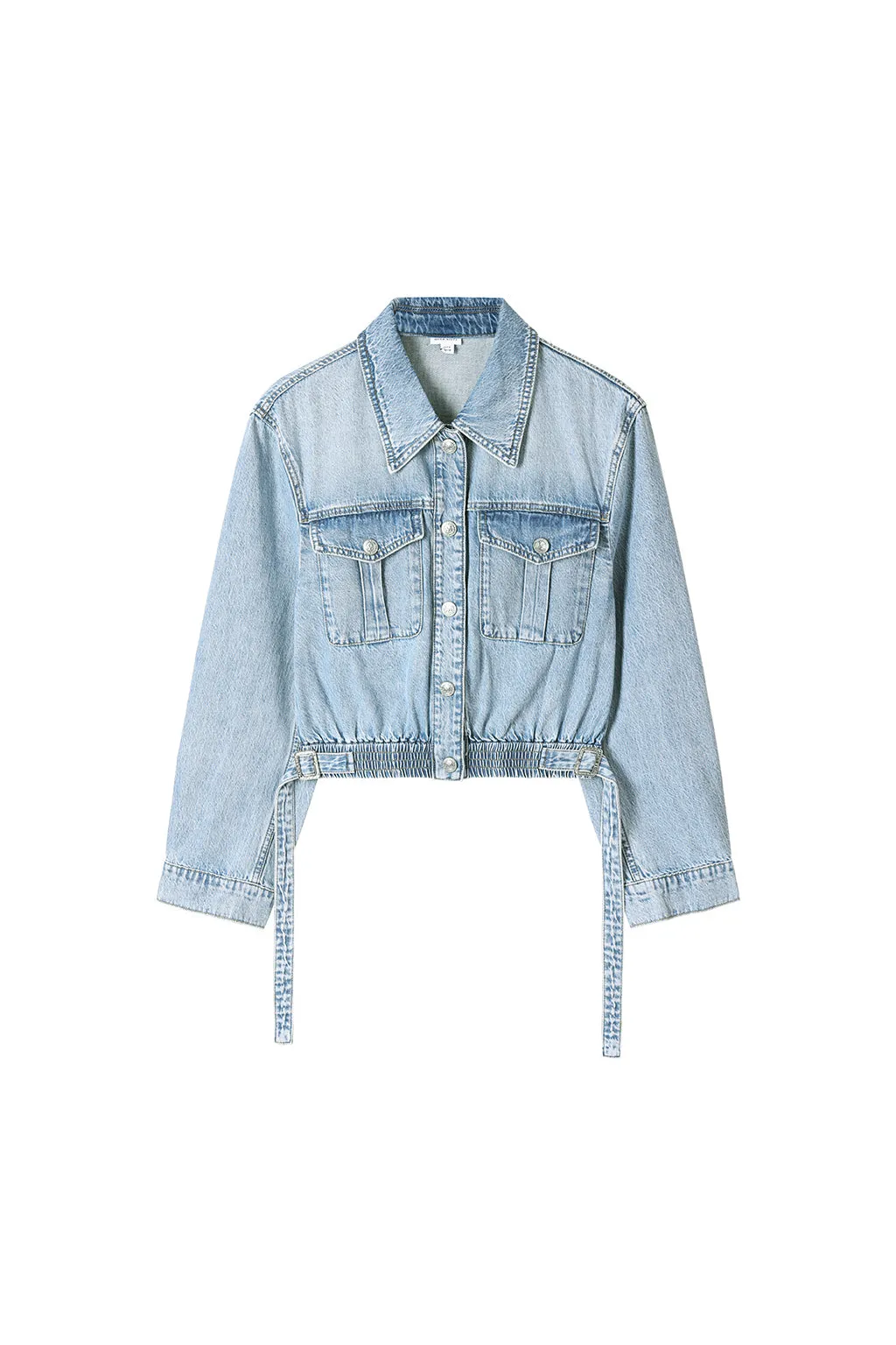 Vintage Cargo Style Denim Shirt With Ribbon