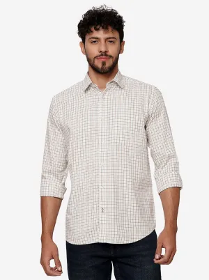 White Checked Smart Fit Semi Casual Shirt | Greenfibre